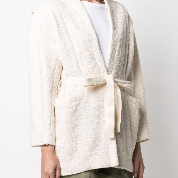 IRO Paris cream cotton tweed boucle belted Ankyl jacket - size FR 36 (US 6) - Picture 2 of 12